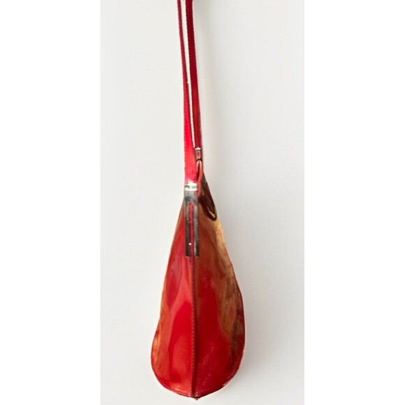 Furla Red Patent Leather Shoulder Bag Baguette Purse Tote Made in Italy - Picture 2 of 13